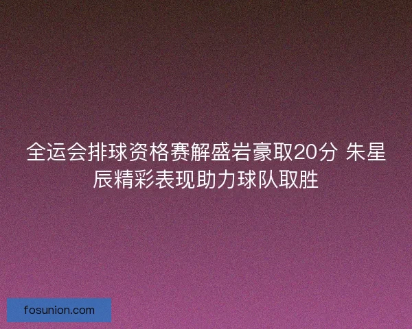 全运会排球资格赛解盛岩豪取20分 朱星辰精彩表现助力球队取胜