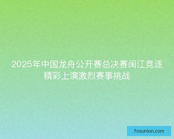 2025年中国龙舟公开赛总决赛闽江竞逐精彩上演激烈赛事挑战