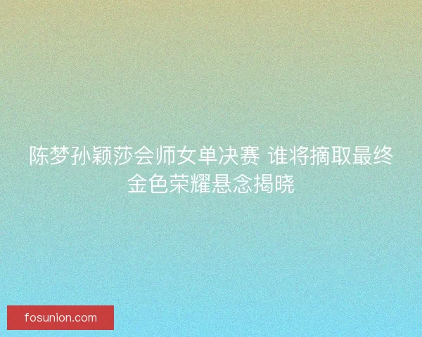 陈梦孙颖莎会师女单决赛 谁将摘取最终金色荣耀悬念揭晓