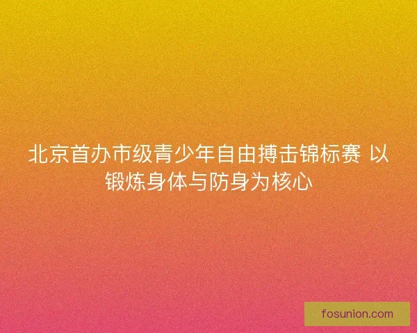 北京首办市级青少年自由搏击锦标赛 以锻炼身体与防身为核心